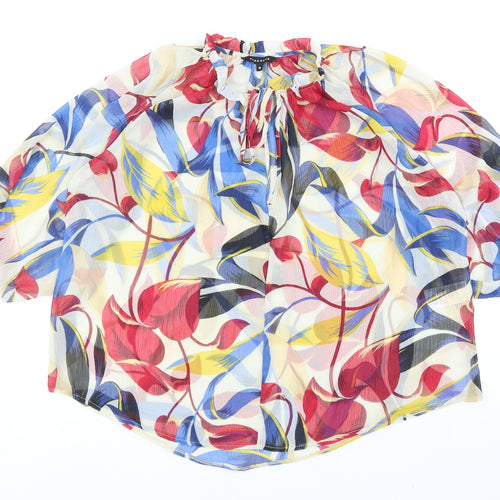 Peacocks Womens Multicoloured Geometric Polyester Basic Blouse Size 10 Round Neck