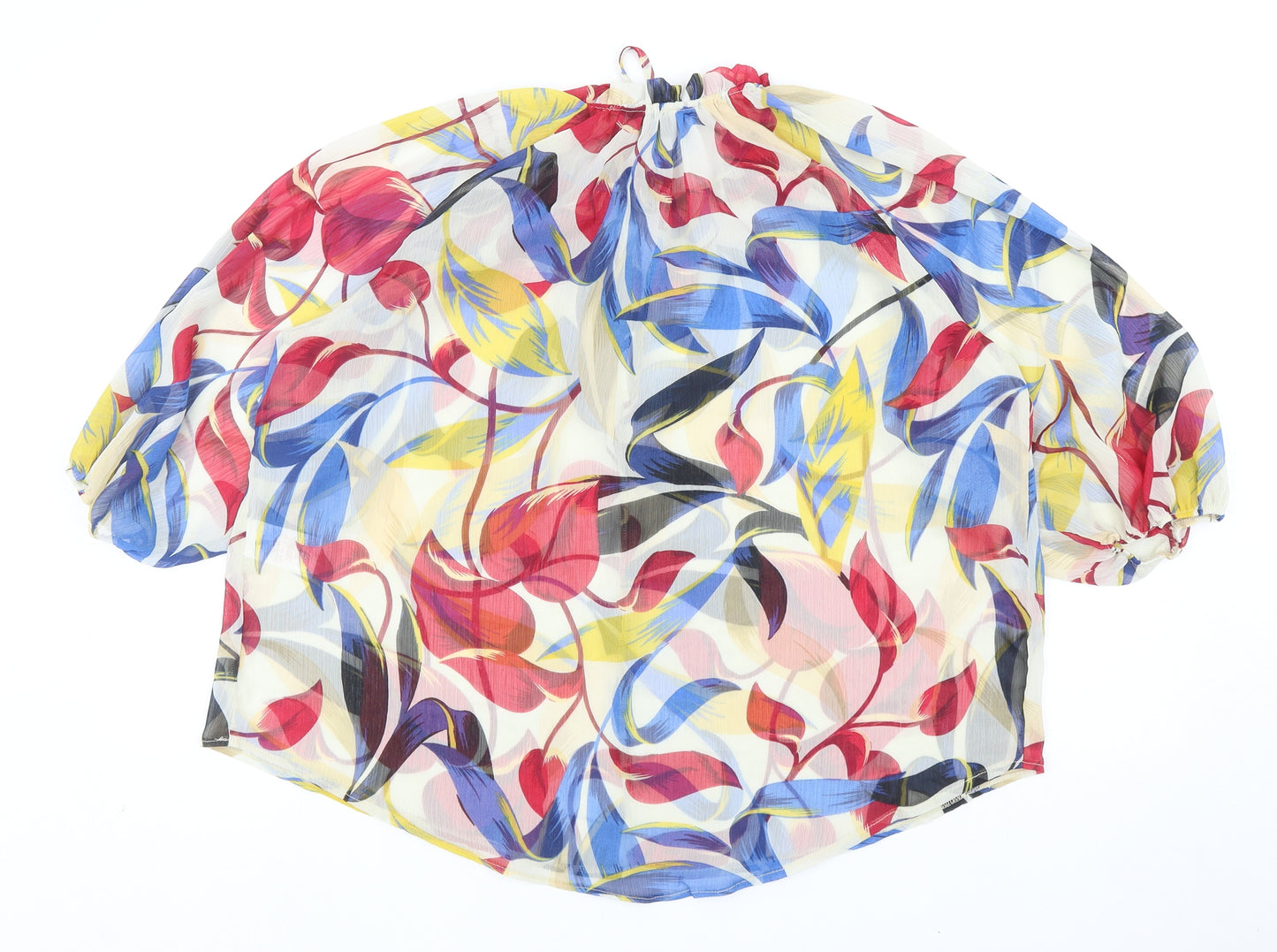 Peacocks Womens Multicoloured Geometric Polyester Basic Blouse Size 10 Round Neck