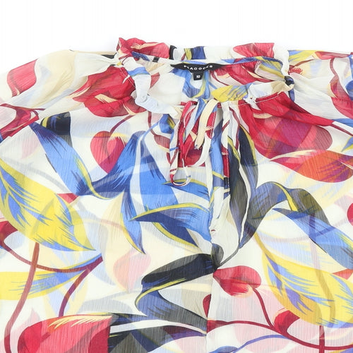 Peacocks Womens Multicoloured Geometric Polyester Basic Blouse Size 10 Round Neck