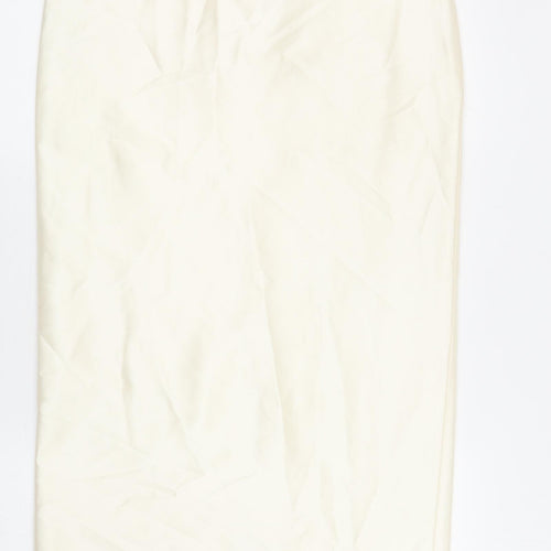 Catherine Jane Womens Ivory Silk Straight & Pencil Skirt Size 12 Zip