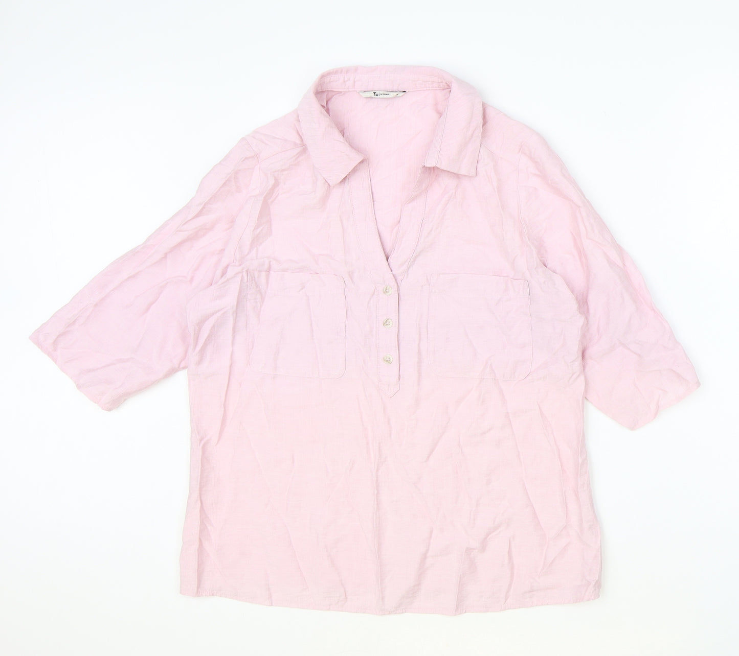 TU Woman Womens Pink Viscose Basic Blouse Size 12 Collared