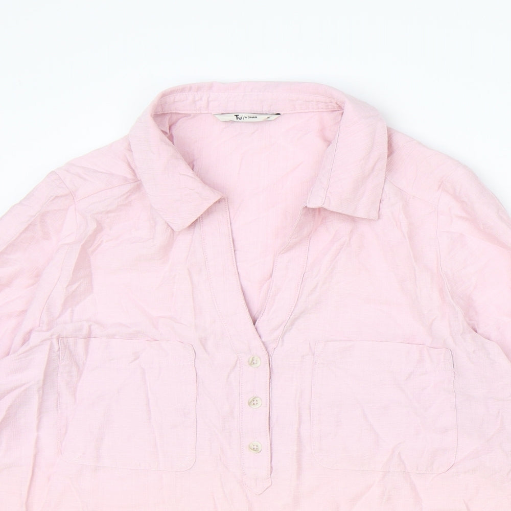 TU Woman Womens Pink Viscose Basic Blouse Size 12 Collared