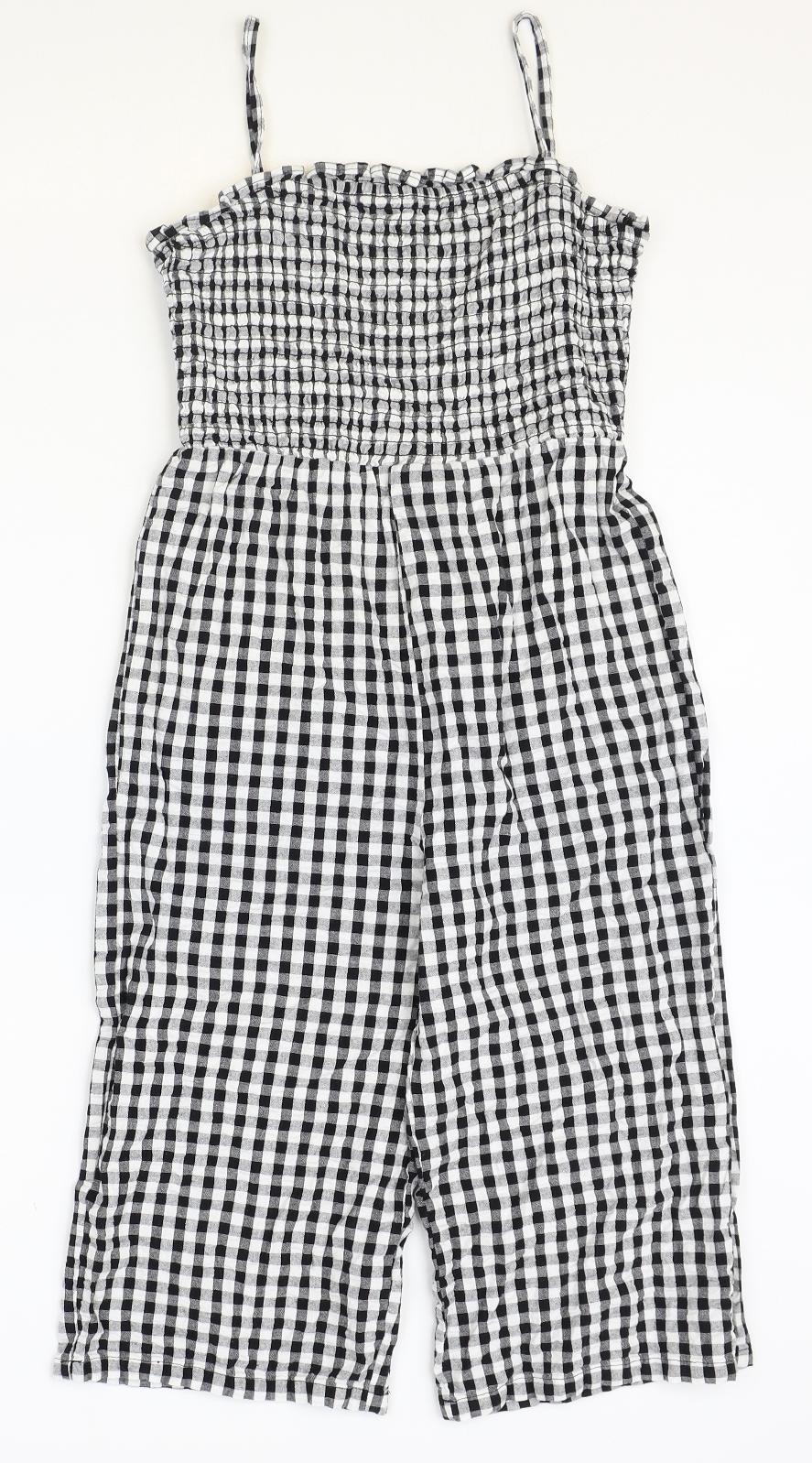 Primark Girls Black Check Polyester Jumpsuit One-Piece Size 10-11 Years Pullover