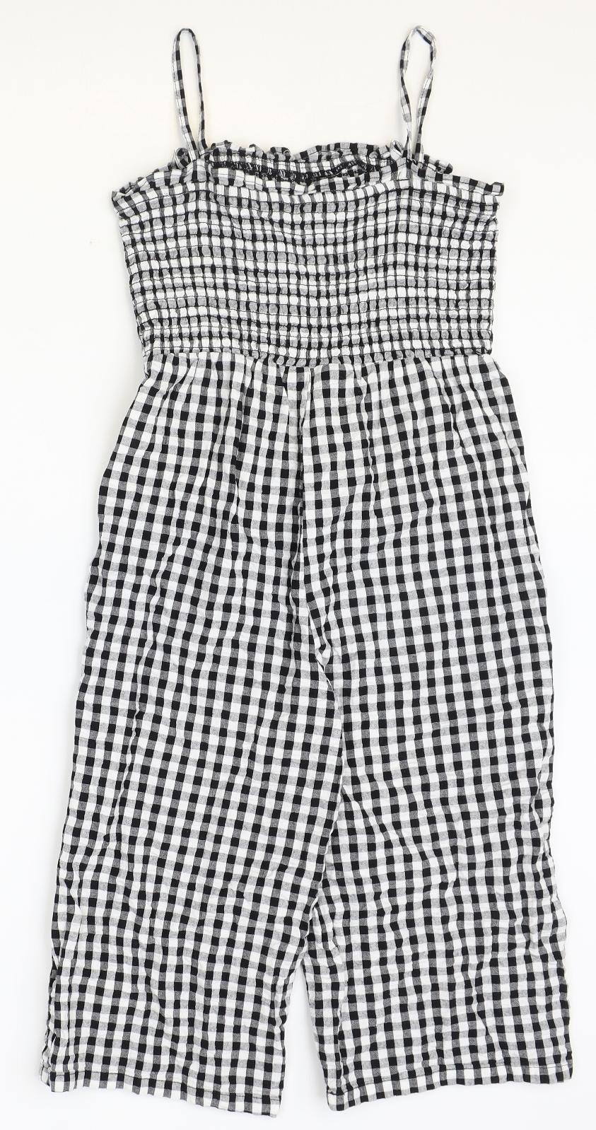 Primark Girls Black Check Polyester Jumpsuit One-Piece Size 10-11 Years Pullover