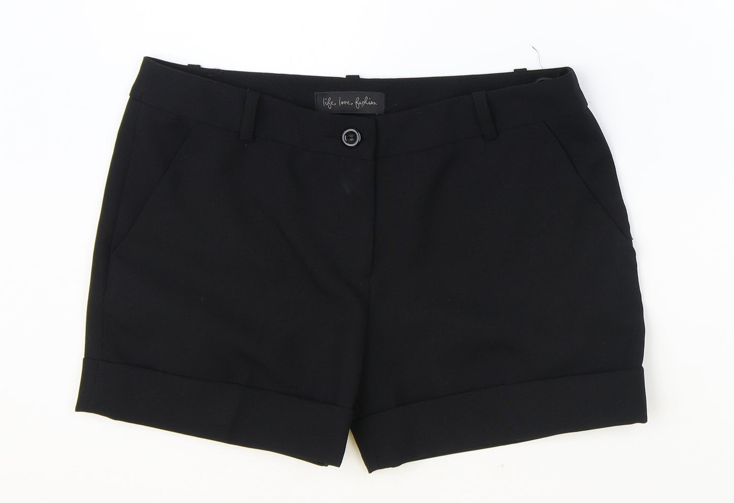 E-vie Womens Black Polyester Chino Shorts Size 10 Regular Zip