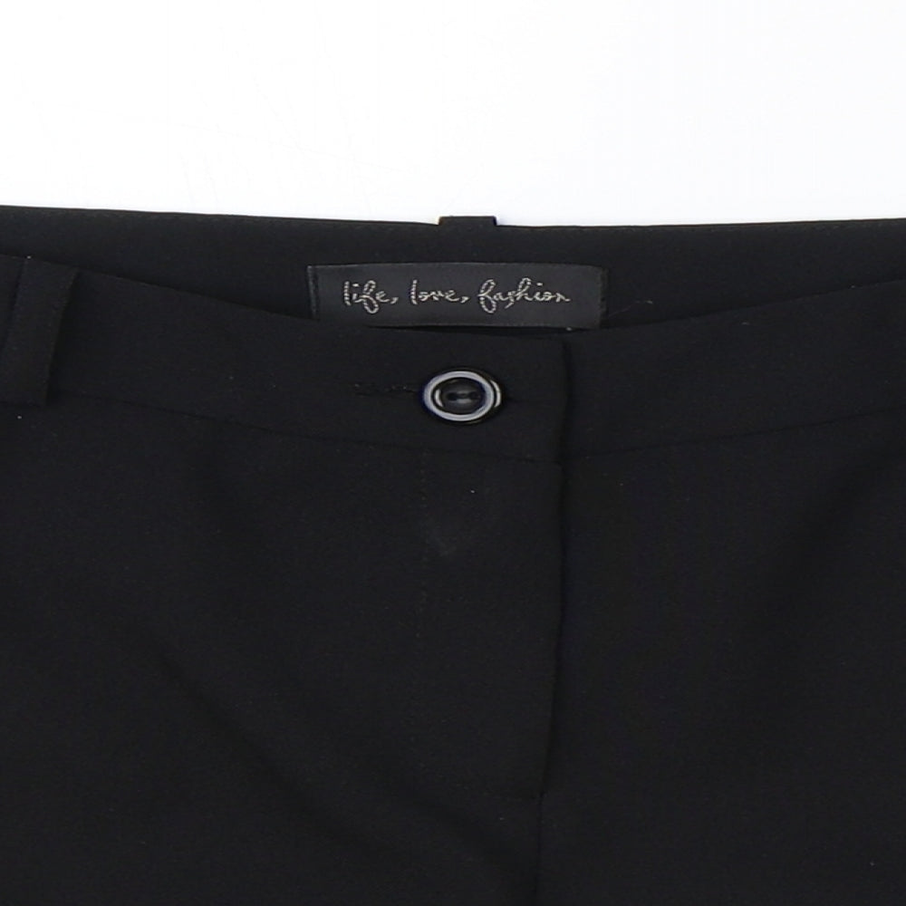 E-vie Womens Black Polyester Chino Shorts Size 10 Regular Zip