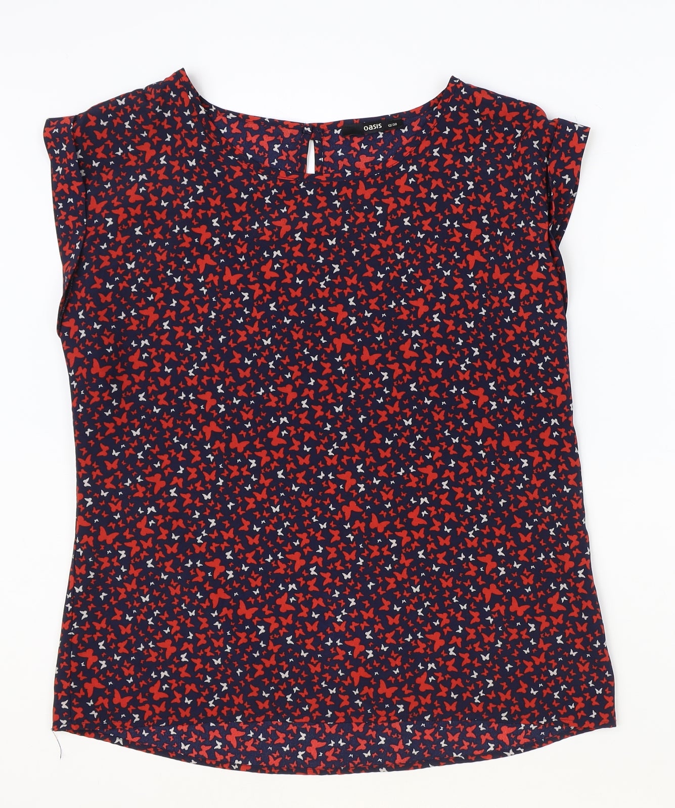 Oasis Womens Multicoloured Geometric Polyester Basic Tank Size 12 Boat Neck - Butterfly