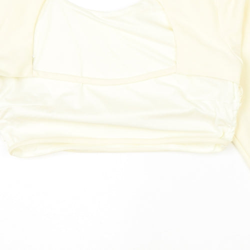 Zara Womens Ivory Polyester Cropped Blouse Size M Scoop Neck