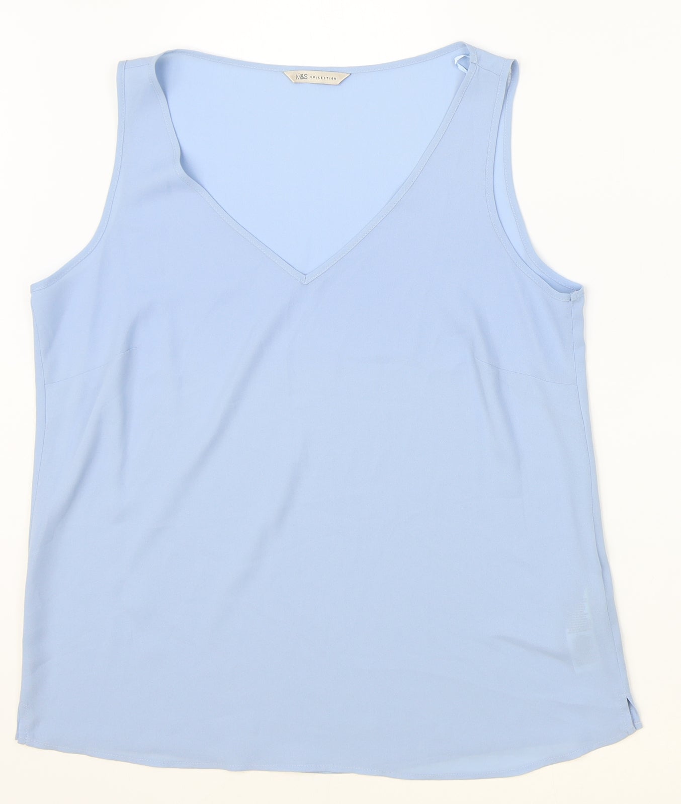 Marks and Spencer Womens Blue Polyester Basic Tank Size 12 V-Neck