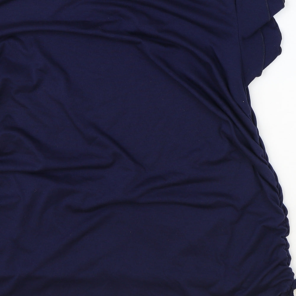 Shein Womens Blue Polyester Basic T-Shirt Size XL Round Neck - Ruched