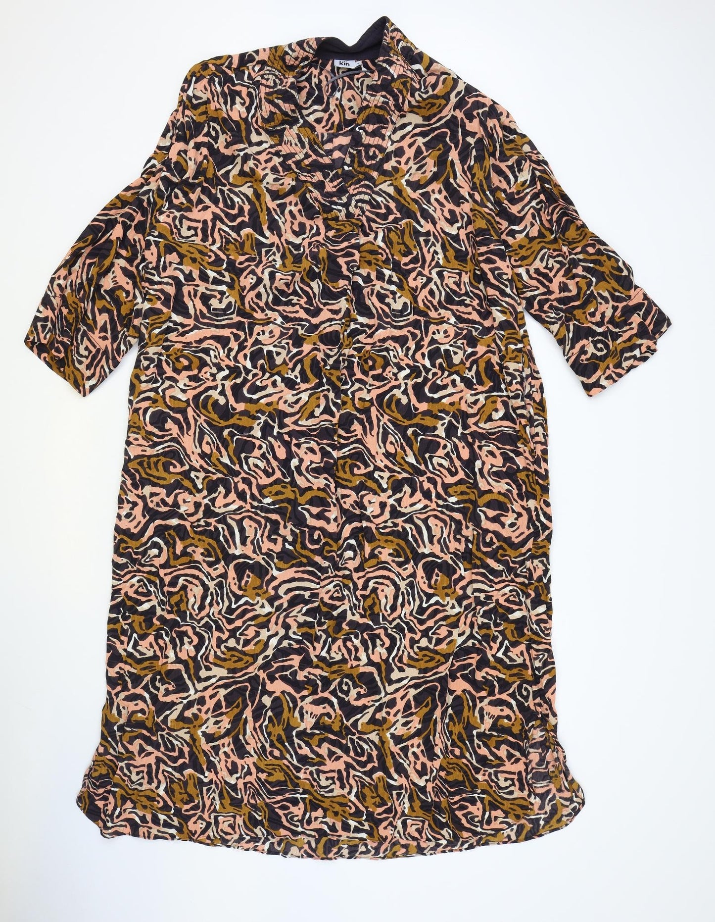 kin Womens Multicoloured Geometric Viscose Shift Size 18 V-Neck Pullover