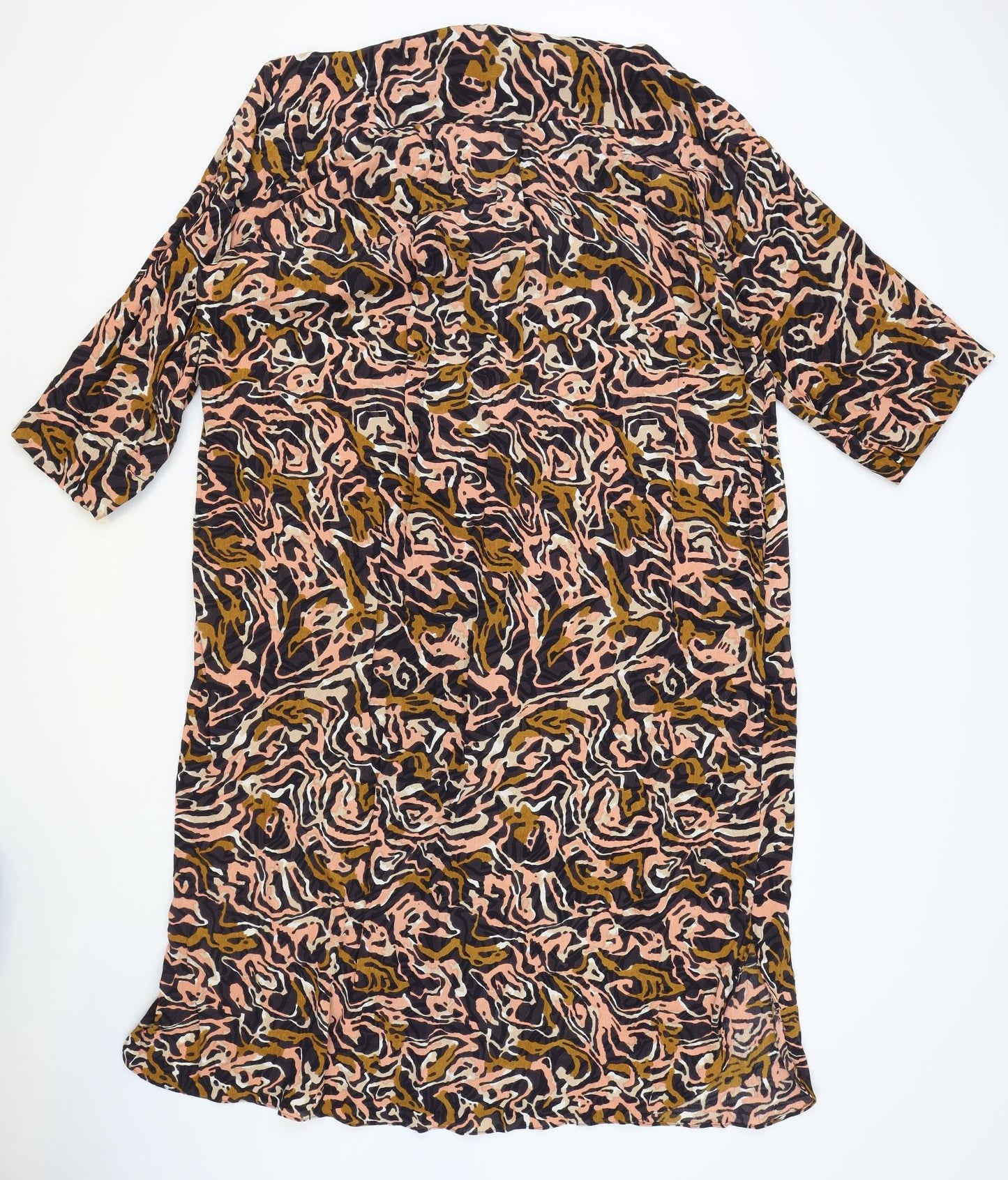 kin Womens Multicoloured Geometric Viscose Shift Size 18 V-Neck Pullover