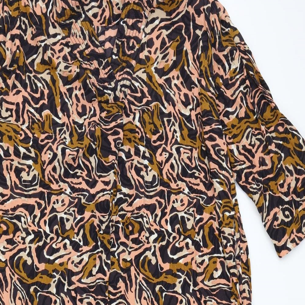 kin Womens Multicoloured Geometric Viscose Shift Size 18 V-Neck Pullover
