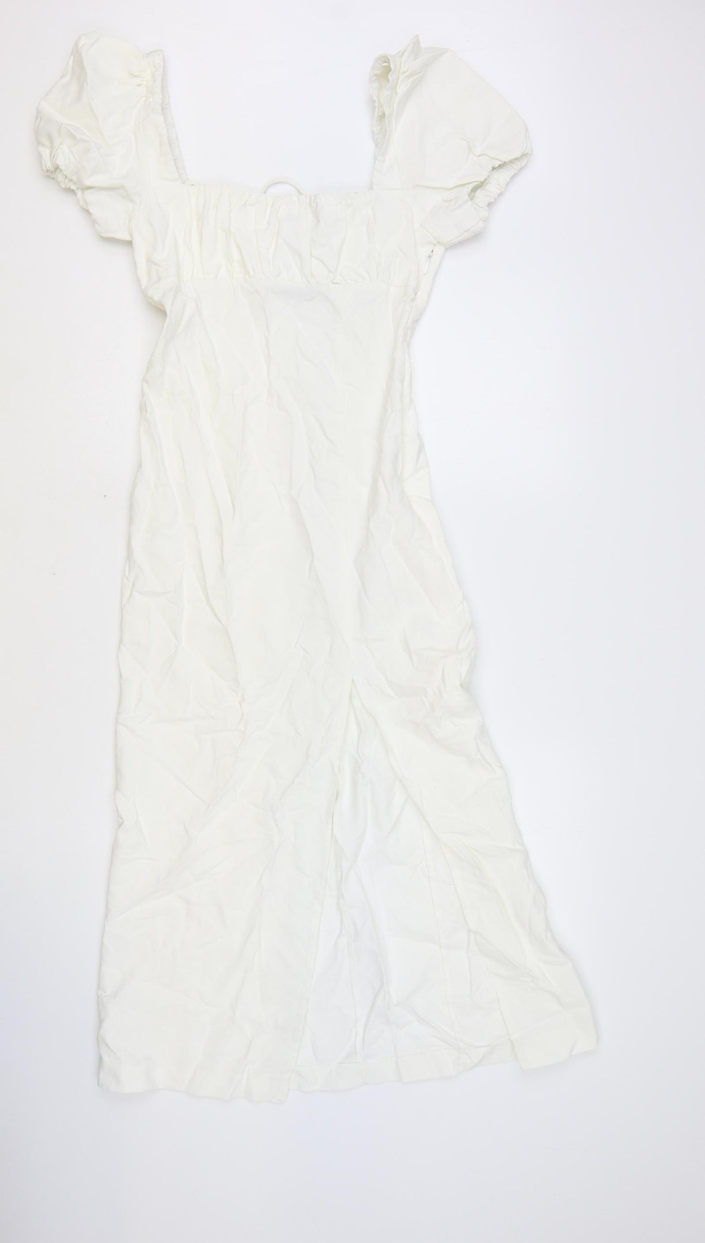 Zara Womens White Polyester Fit & Flare Size XS Square Neck Zip
