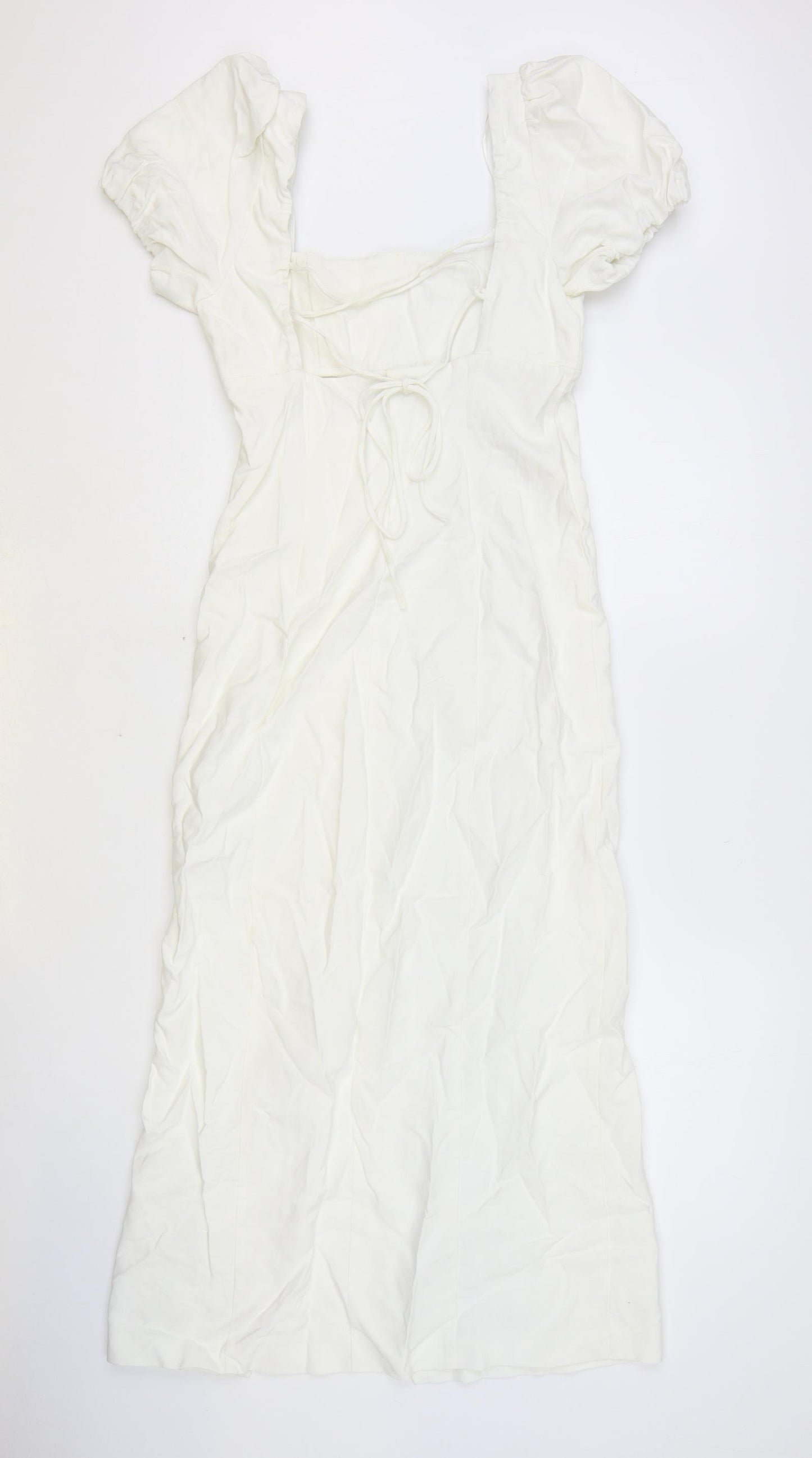 Zara Womens White Polyester Fit & Flare Size XS Square Neck Zip