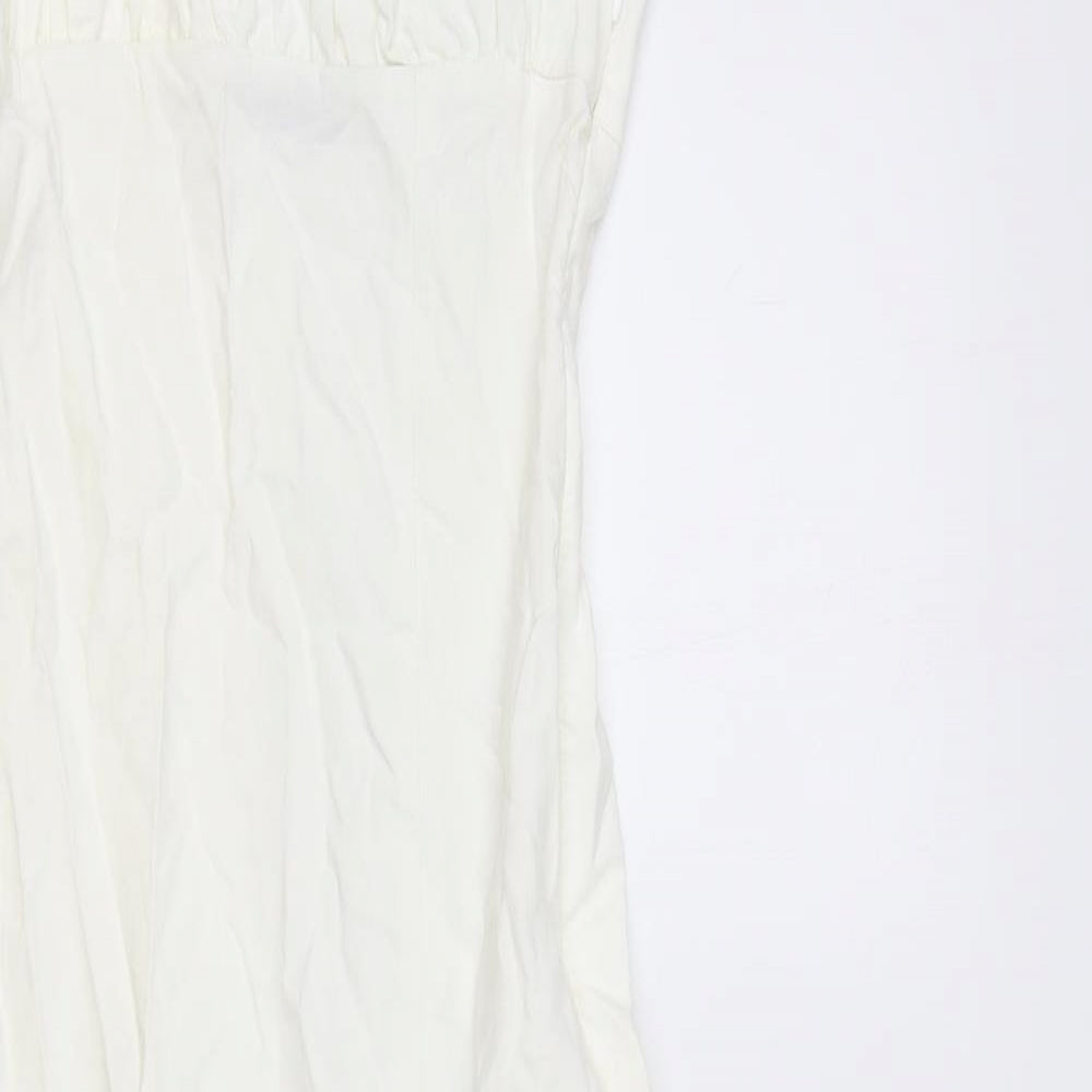 Zara Womens White Polyester Fit & Flare Size XS Square Neck Zip