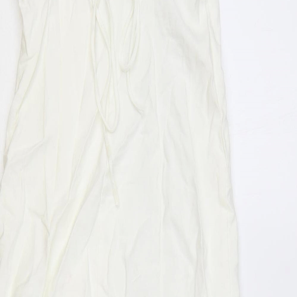 Zara Womens White Polyester Fit & Flare Size XS Square Neck Zip