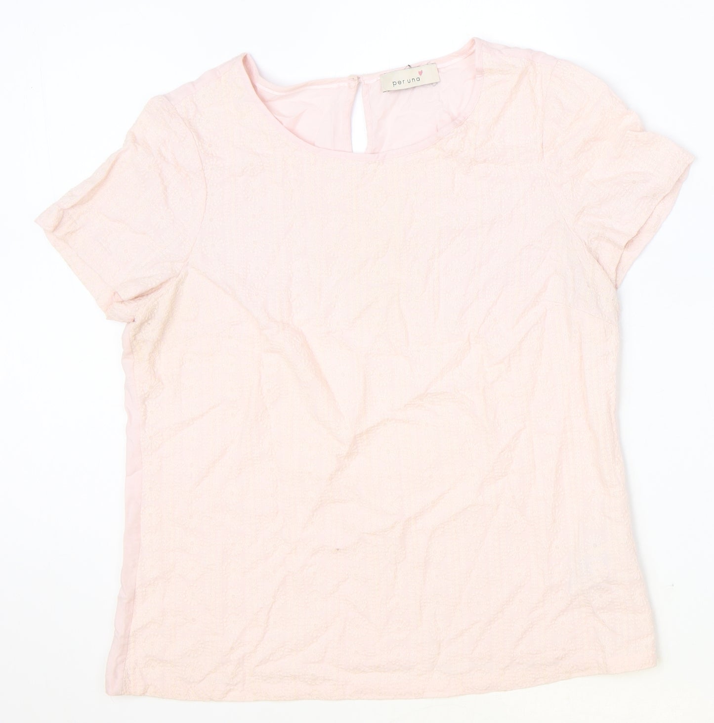 Per Una Womens Pink Viscose Basic T-Shirt Size 12 Scoop Neck