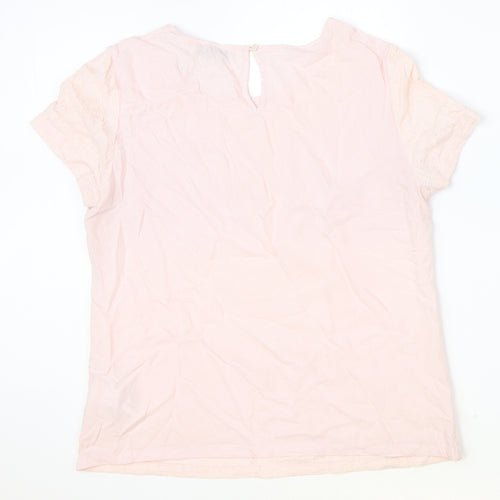 Per Una Womens Pink Viscose Basic T-Shirt Size 12 Scoop Neck