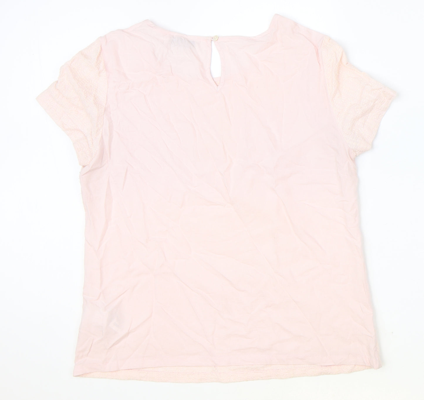 Per Una Womens Pink Viscose Basic T-Shirt Size 12 Scoop Neck