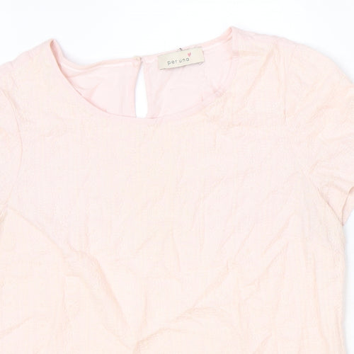 Per Una Womens Pink Viscose Basic T-Shirt Size 12 Scoop Neck