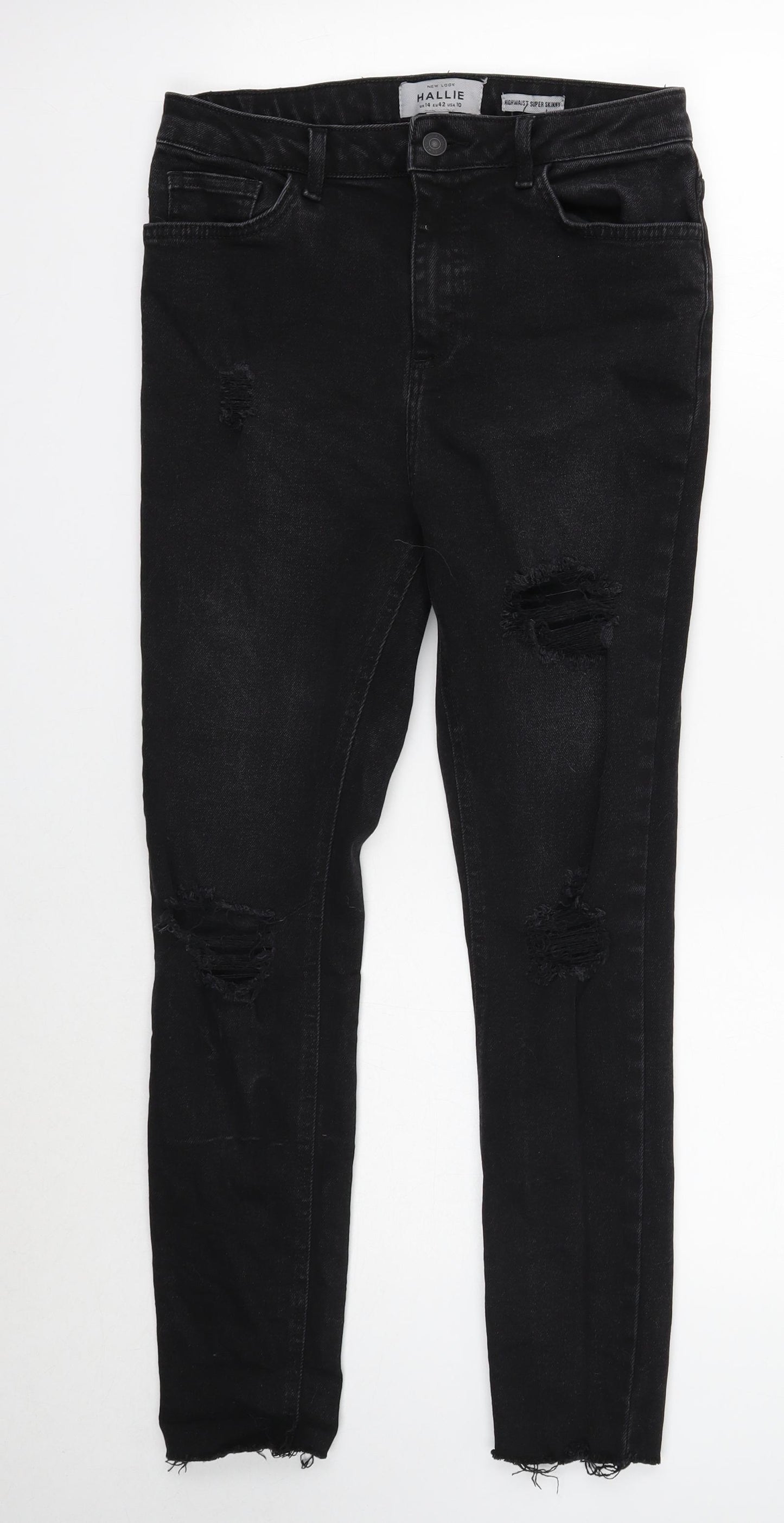 New Look Womens Black Cotton Skinny Jeans Size 14 Regular Button