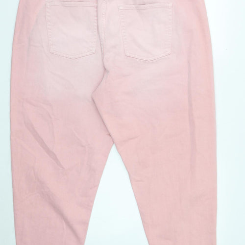Marks and Spencer Womens Pink Cotton Mom Jeans Size 26 Regular Button