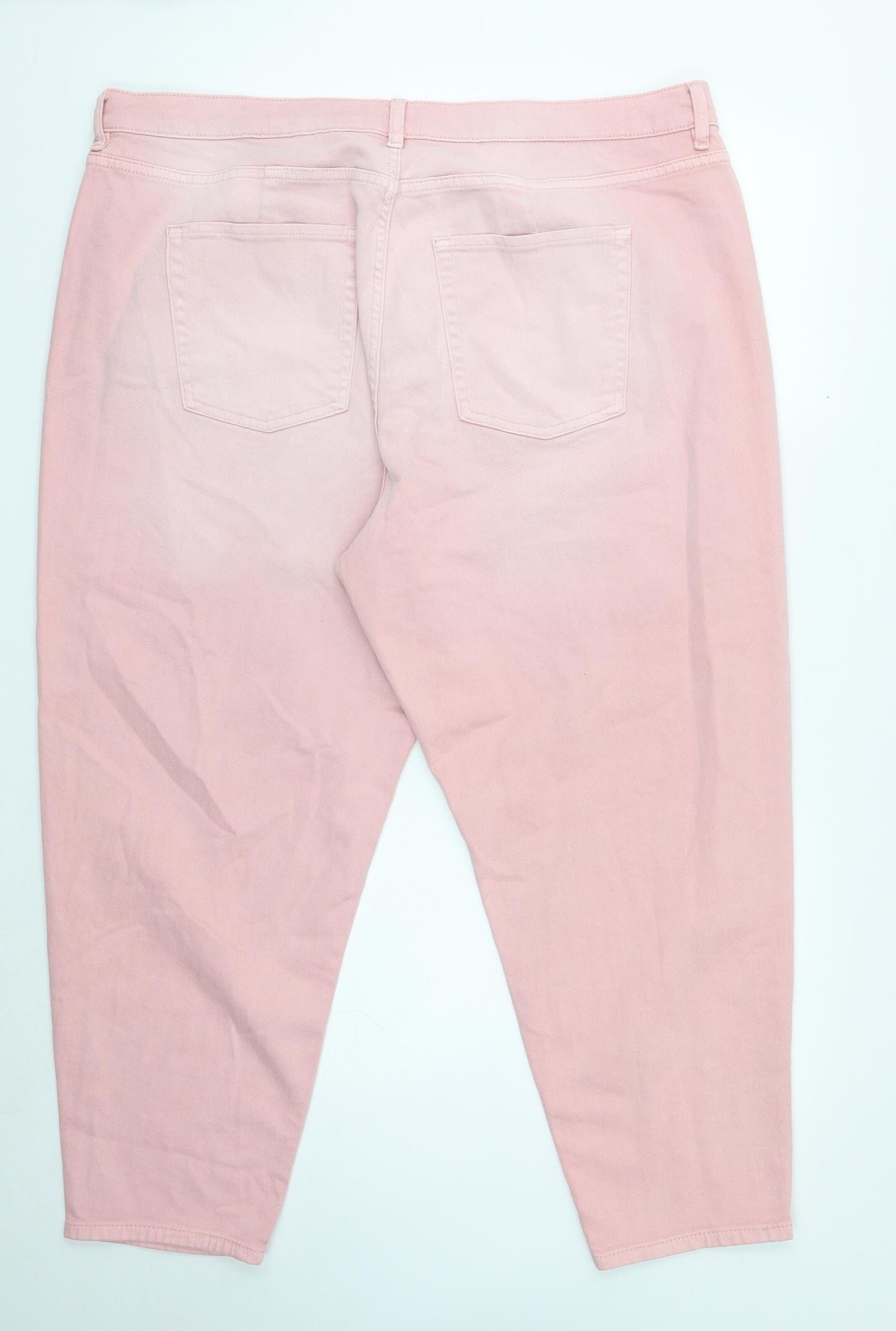 Marks and Spencer Womens Pink Cotton Mom Jeans Size 26 Regular Button