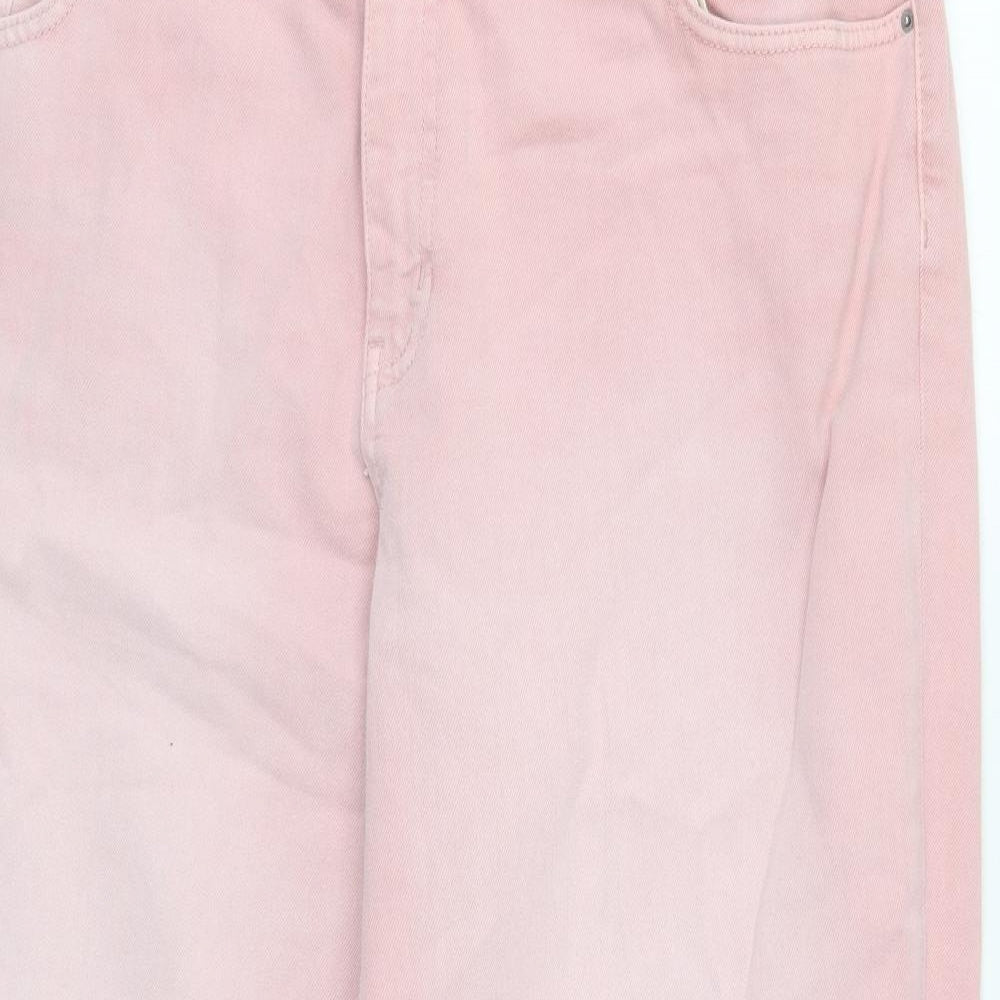 Marks and Spencer Womens Pink Cotton Mom Jeans Size 26 Regular Button