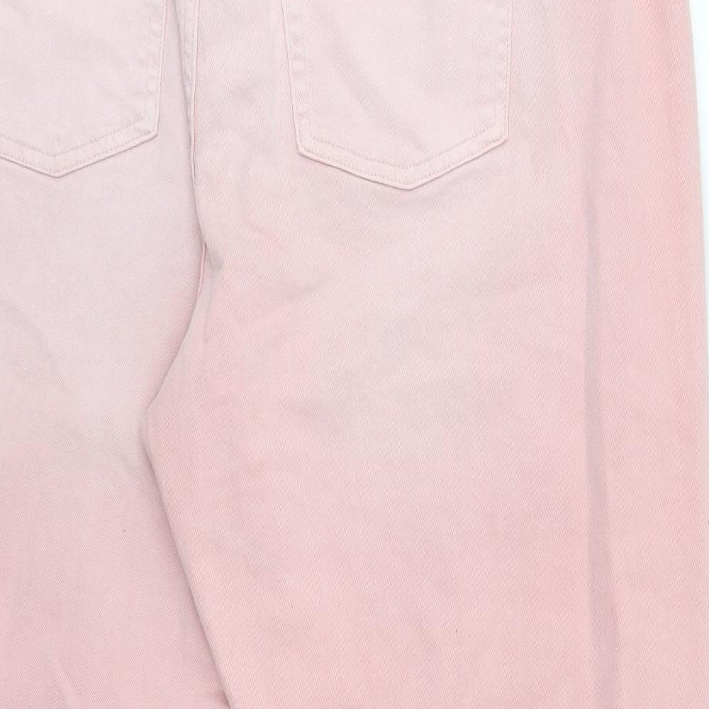 Marks and Spencer Womens Pink Cotton Mom Jeans Size 26 Regular Button