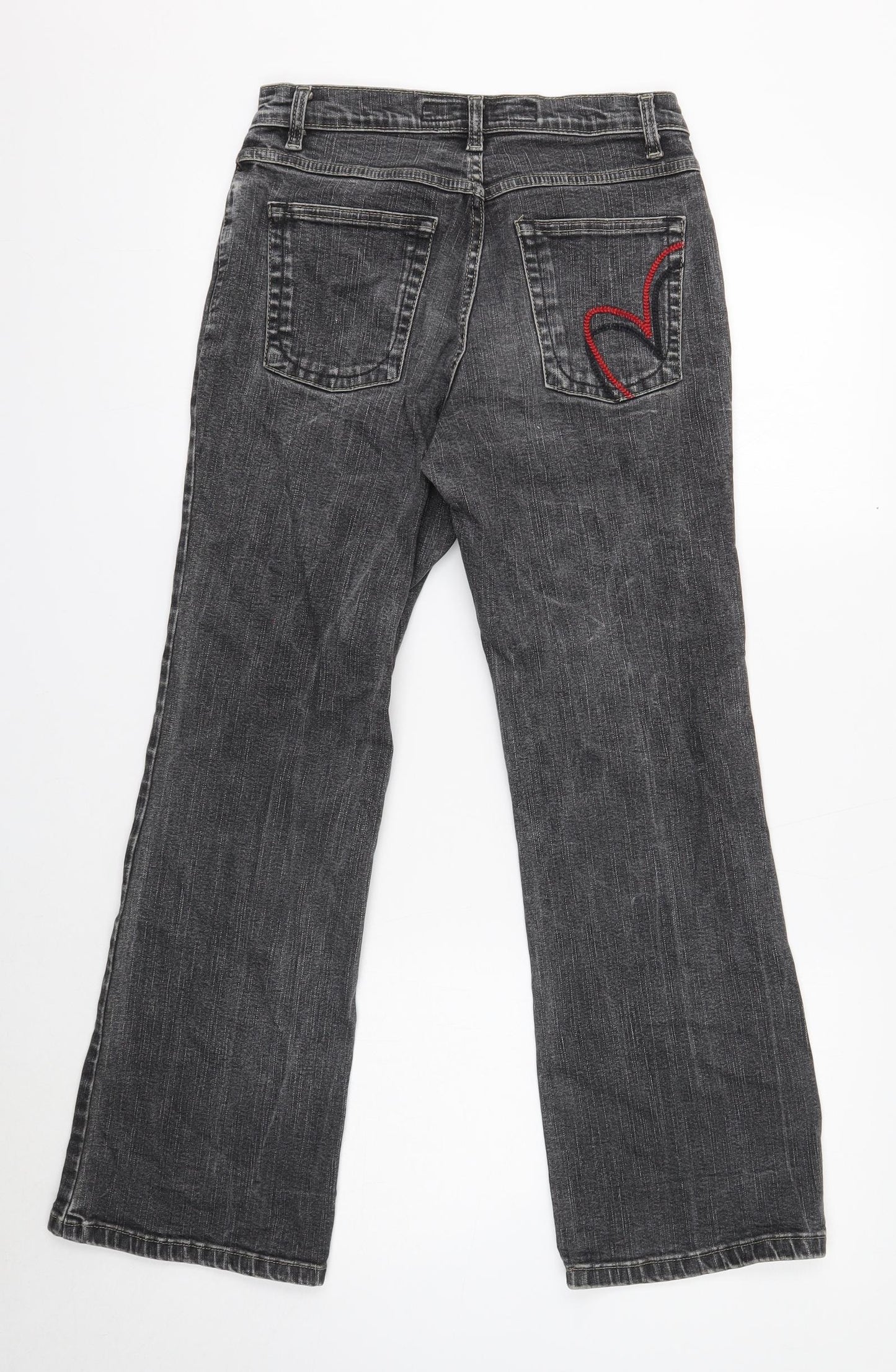 Per Una Womens Black Cotton Bootcut Jeans Size 8 Regular Button