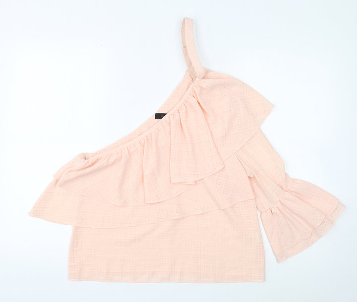 Atmosphere Womens Pink Polyester Basic Blouse Size 10 One Shoulder