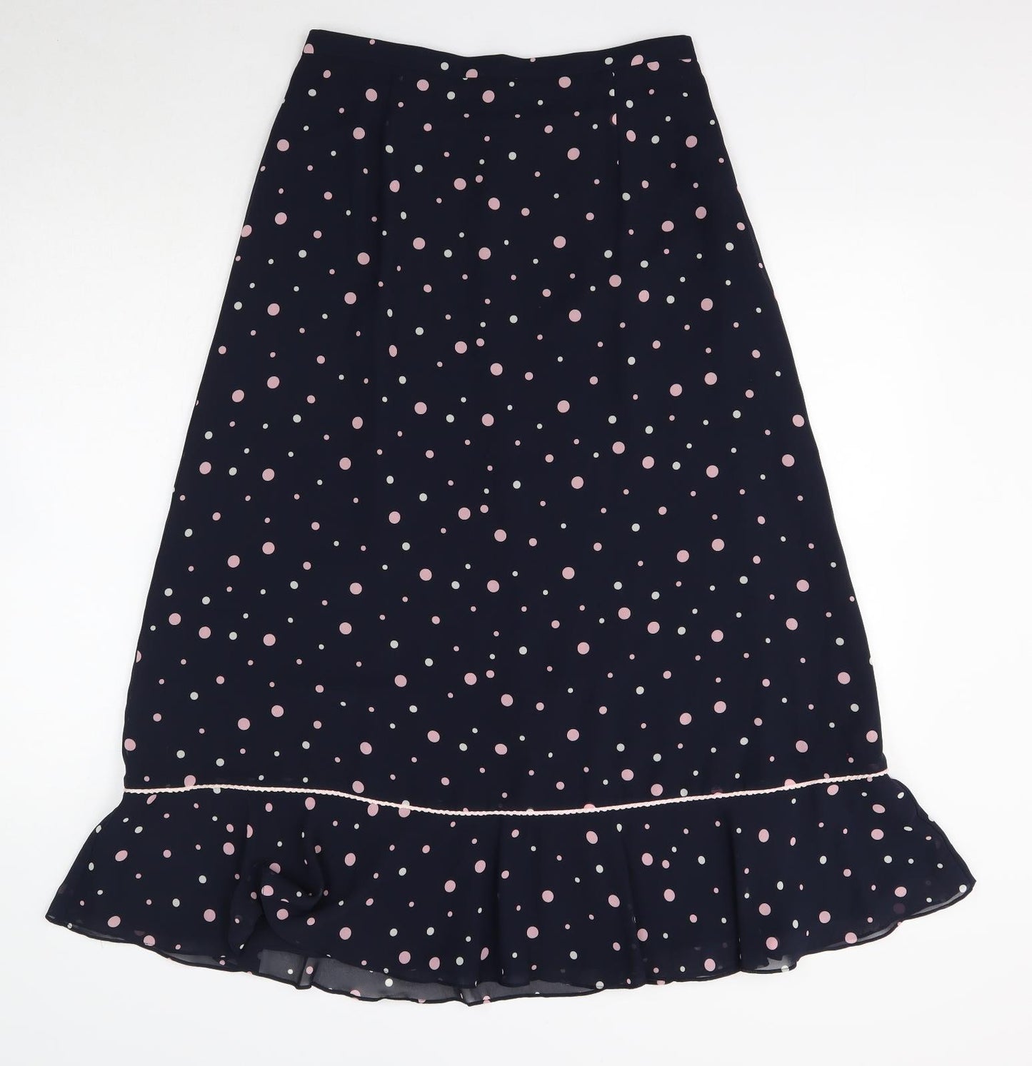 Jacques Vert Womens Blue Polka Dot Polyester A-Line Skirt Size 12 Zip