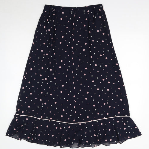 Jacques Vert Womens Blue Polka Dot Polyester A-Line Skirt Size 12 Zip
