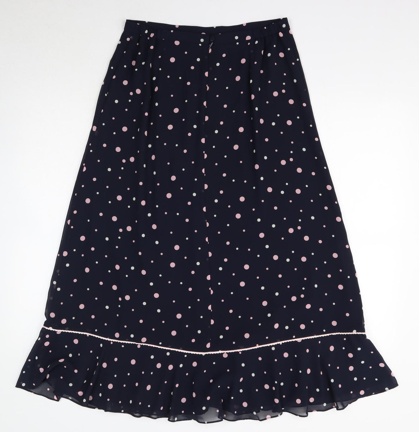 Jacques Vert Womens Blue Polka Dot Polyester A-Line Skirt Size 12 Zip