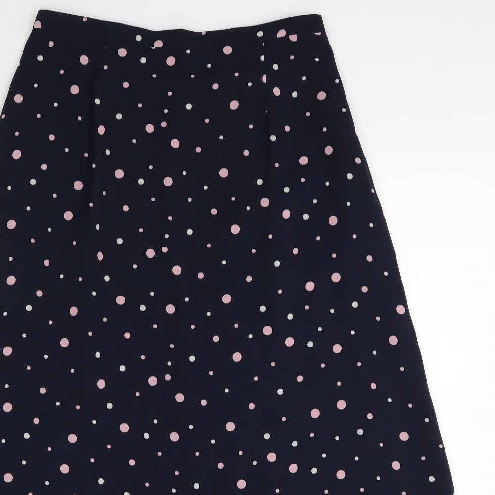 Jacques Vert Womens Blue Polka Dot Polyester A-Line Skirt Size 12 Zip