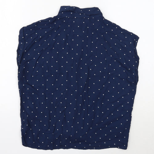 Dizzy izzy Womens Blue Polka Dot Viscose Basic Button-Up Size M Collared - Knot Front