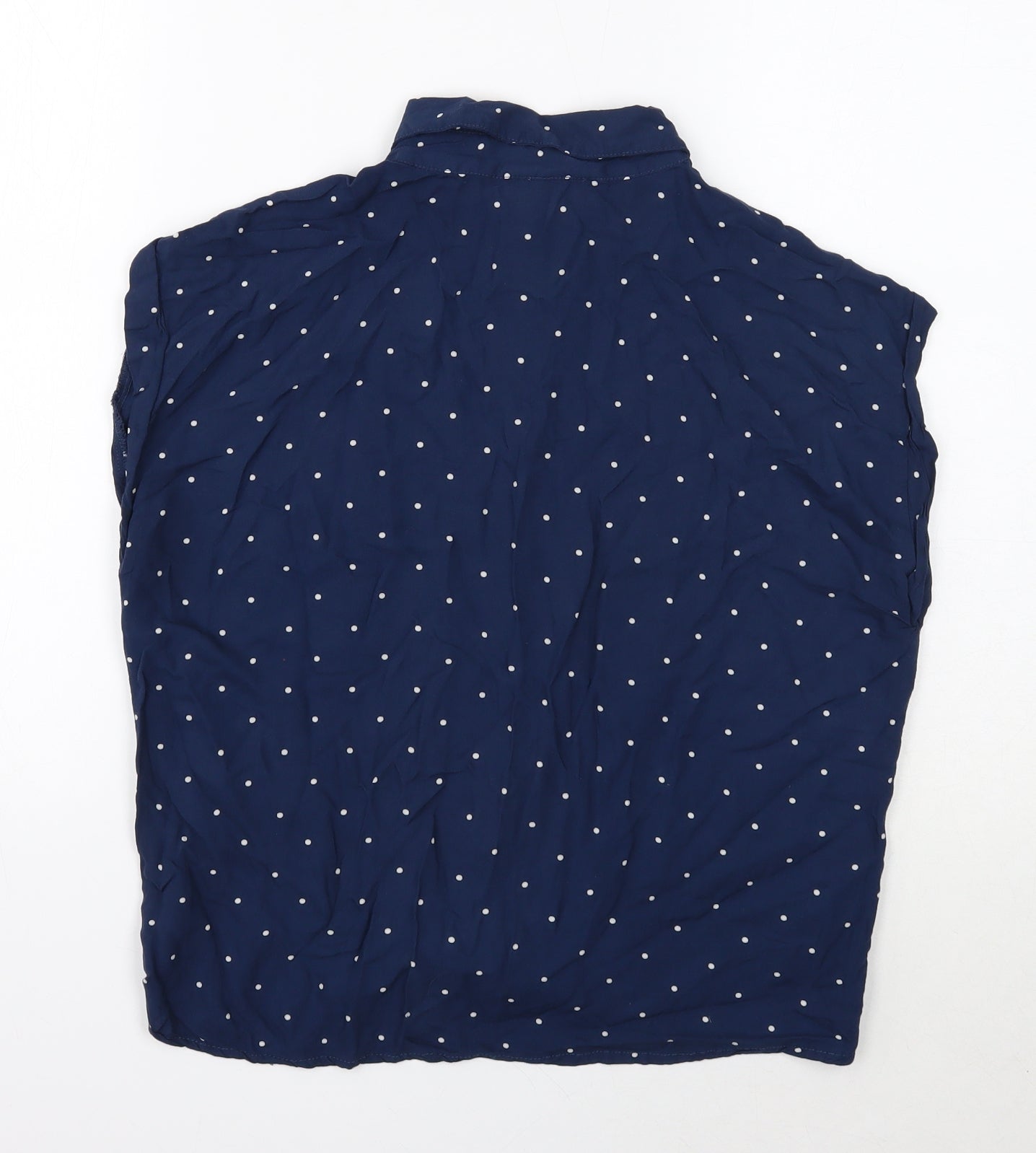 Dizzy izzy Womens Blue Polka Dot Viscose Basic Button-Up Size M Collared - Knot Front