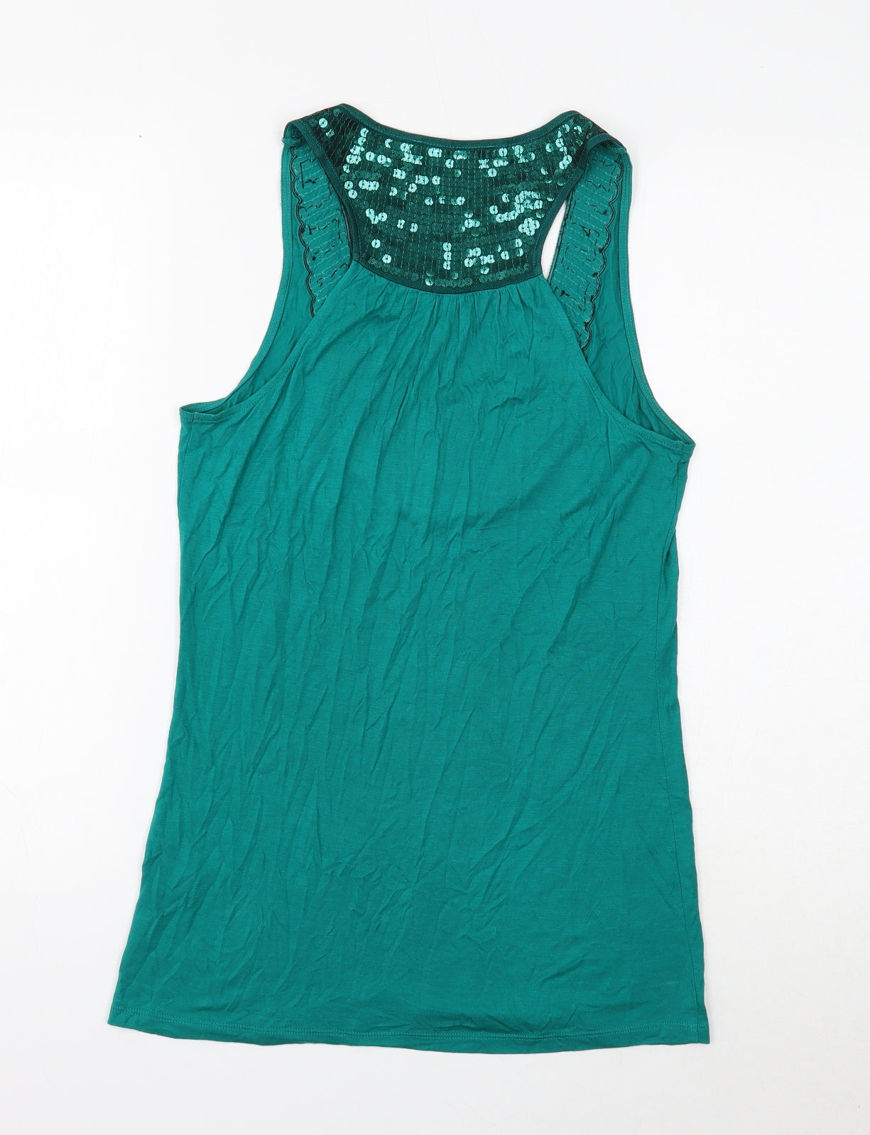 Oasis Womens Green Viscose Basic Tank Size M Scoop Neck