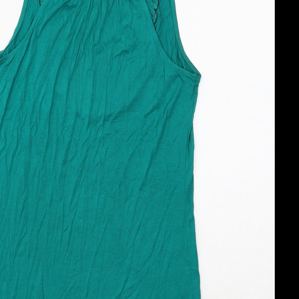 Oasis Womens Green Viscose Basic Tank Size M Scoop Neck