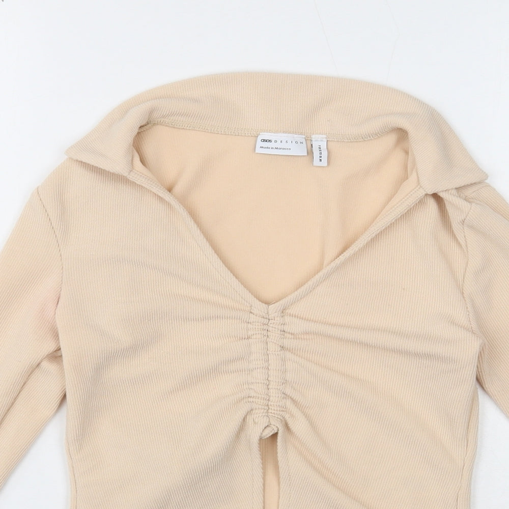 ASOS Womens Beige Collared Polyester Pullover Jumper Size M