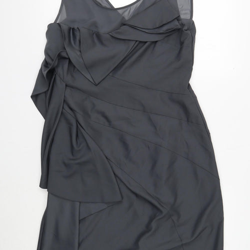 Per Una Womens Grey Polyester Shift Size 16 Scoop Neck Zip - Draped