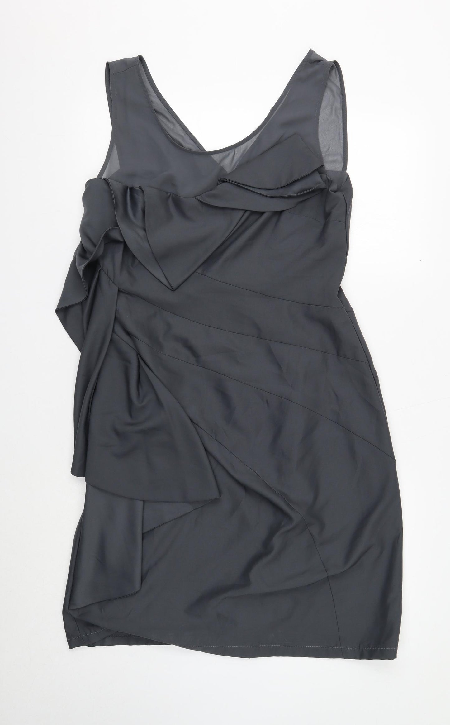 Per Una Womens Grey Polyester Shift Size 16 Scoop Neck Zip - Draped