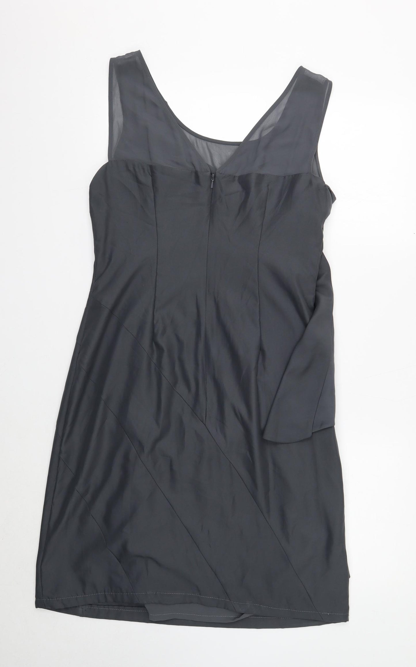 Per Una Womens Grey Polyester Shift Size 16 Scoop Neck Zip - Draped