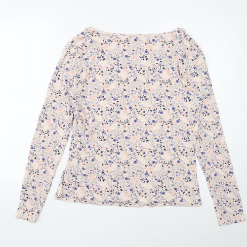 Marks and Spencer Womens Pink V-Neck Floral Viscose Pullover Jumper Size 16