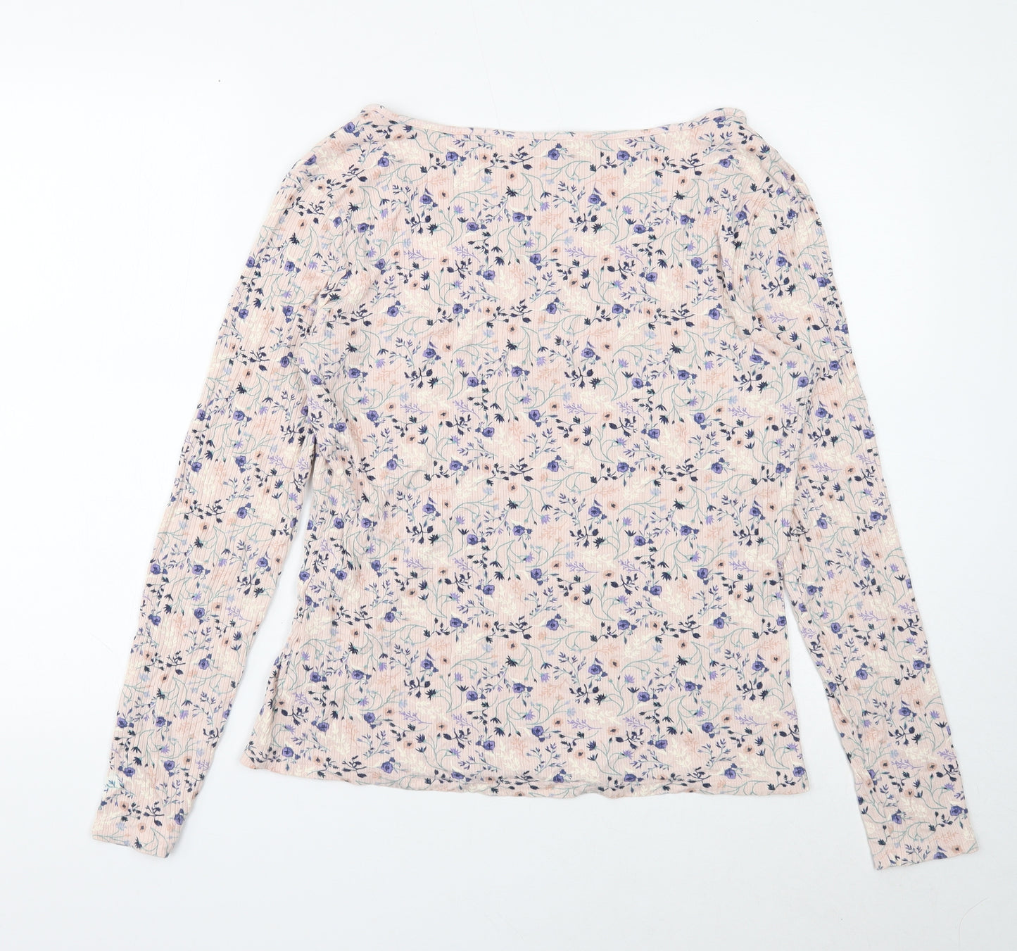 Marks and Spencer Womens Pink V-Neck Floral Viscose Pullover Jumper Size 16