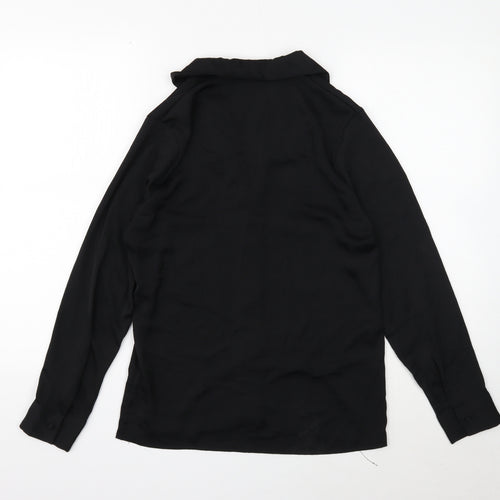 Primark Womens Black Polyester Basic Button-Up Size 4 Collared