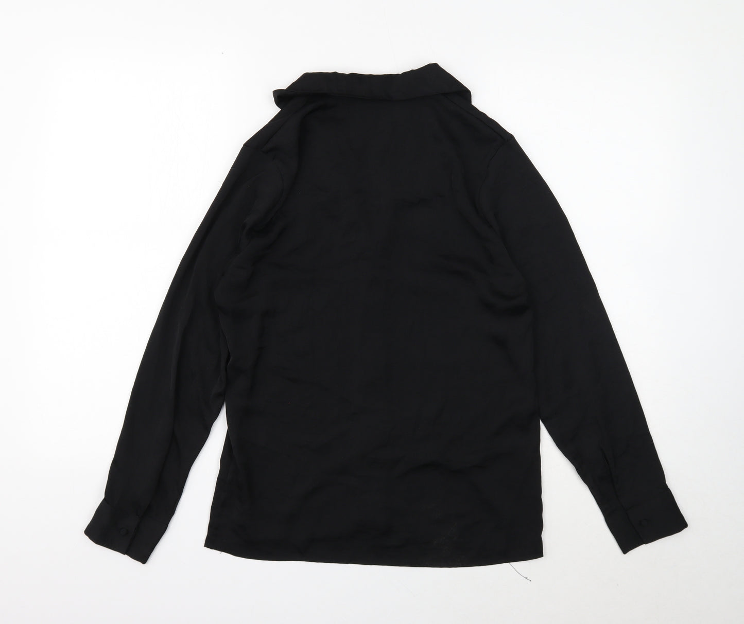 Primark Womens Black Polyester Basic Button-Up Size 4 Collared