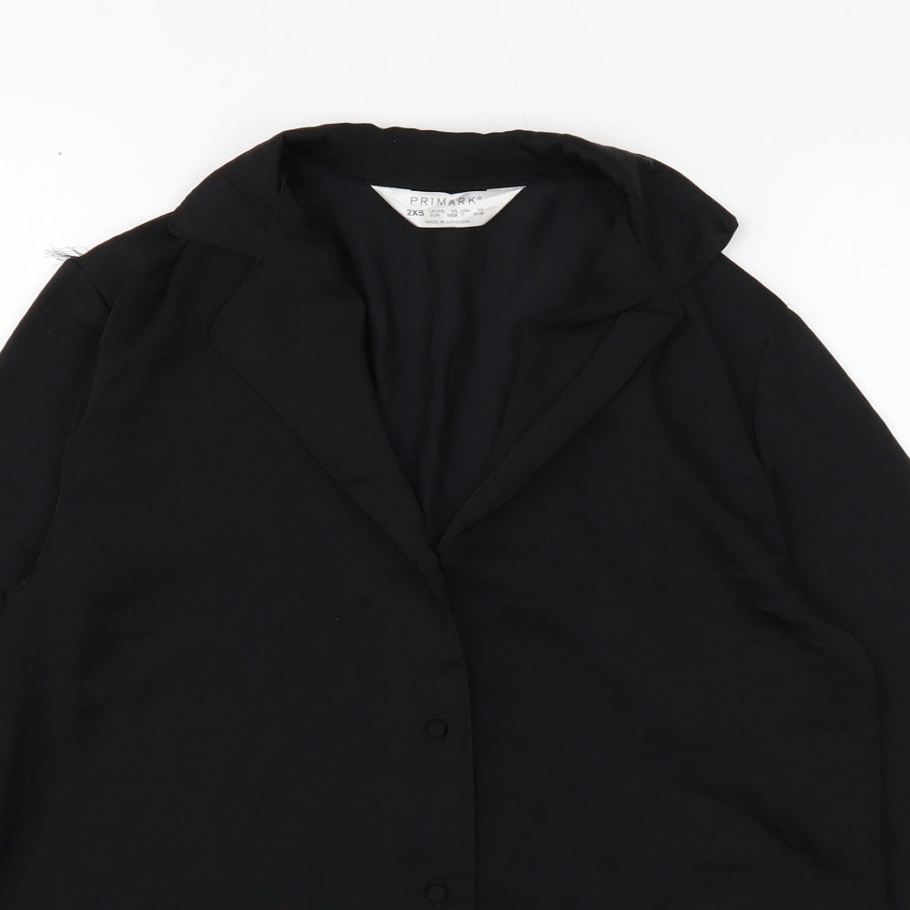 Primark Womens Black Polyester Basic Button-Up Size 4 Collared