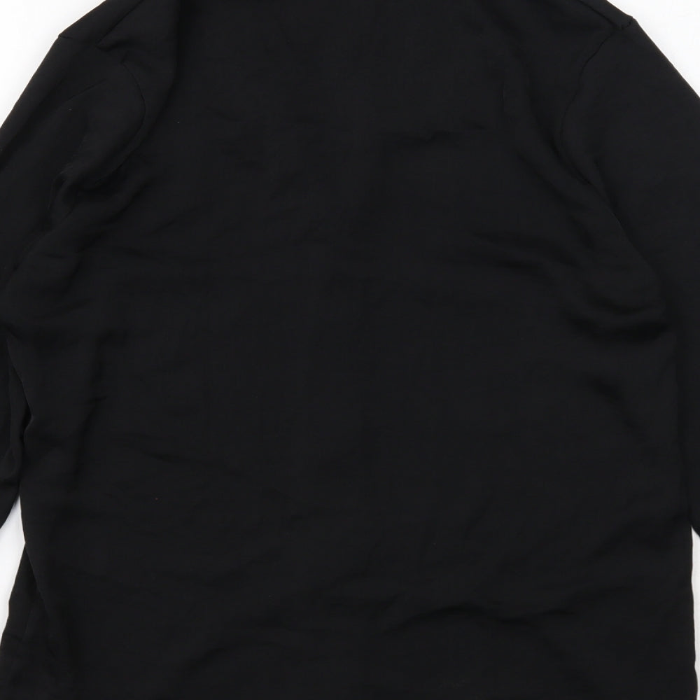 Primark Womens Black Polyester Basic Button-Up Size 4 Collared